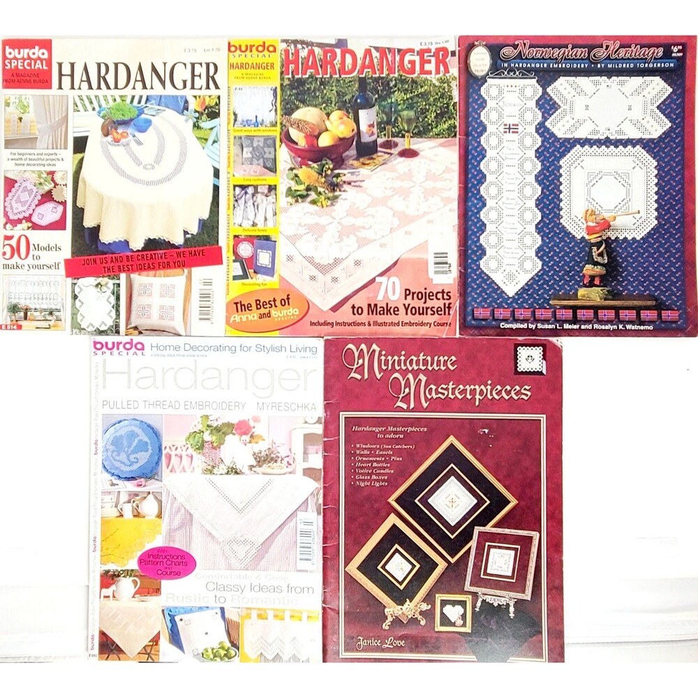 VALUE BUNDLE: Hardanger Embroidery‎ Pattern Books & Burda Specials Needlework